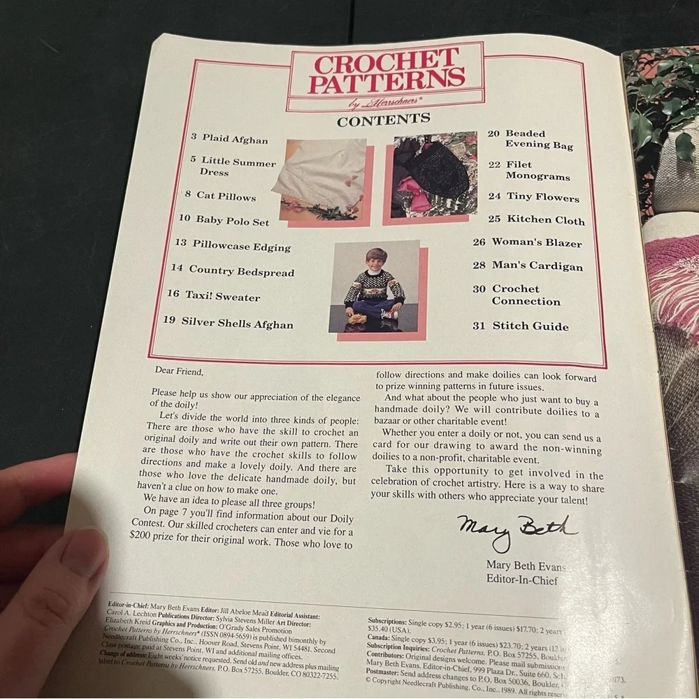 VTG 80’s Crochet Patterns by Herrschners Magazine July/Aug 1989 ~ 17 Projects